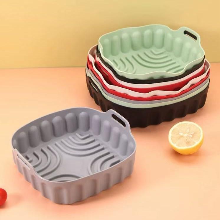 Minimalist Solid Color Silicone Air Fryer Baking Mat and Pizza Pan