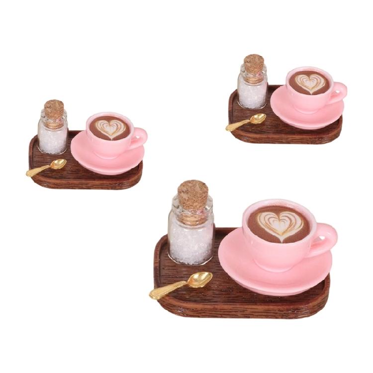 Miniature English Coffee Cup Party Accessories Alloy Coffee Cup Set Pretend Play Detail Dollhouses Decors 3 Set