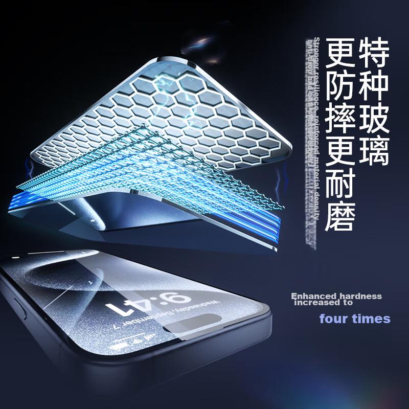 Instant Installation in Chamber Tempered Glass Screen Protector for IPhone 15 Pro Max, High-Definition Full Coverage Anti-Dust Shatterproof 2
