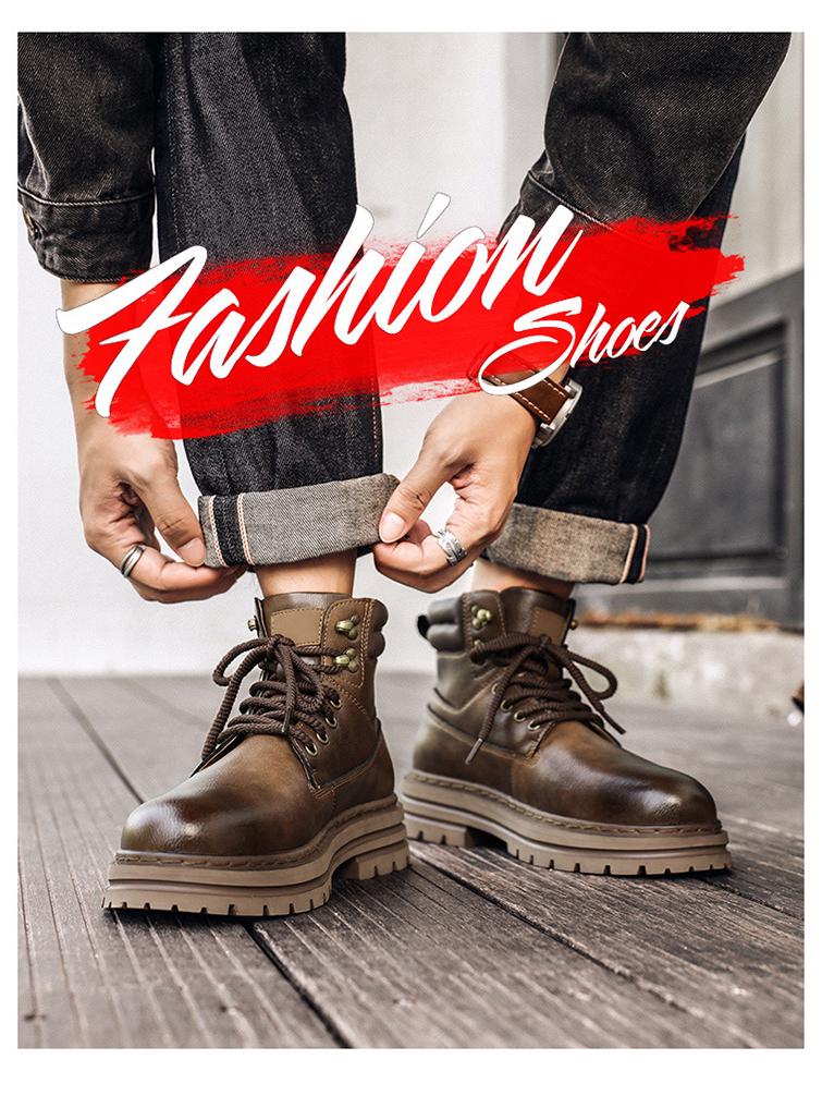 Men's Retro High-Top British Style Leather Motorcycle Boots