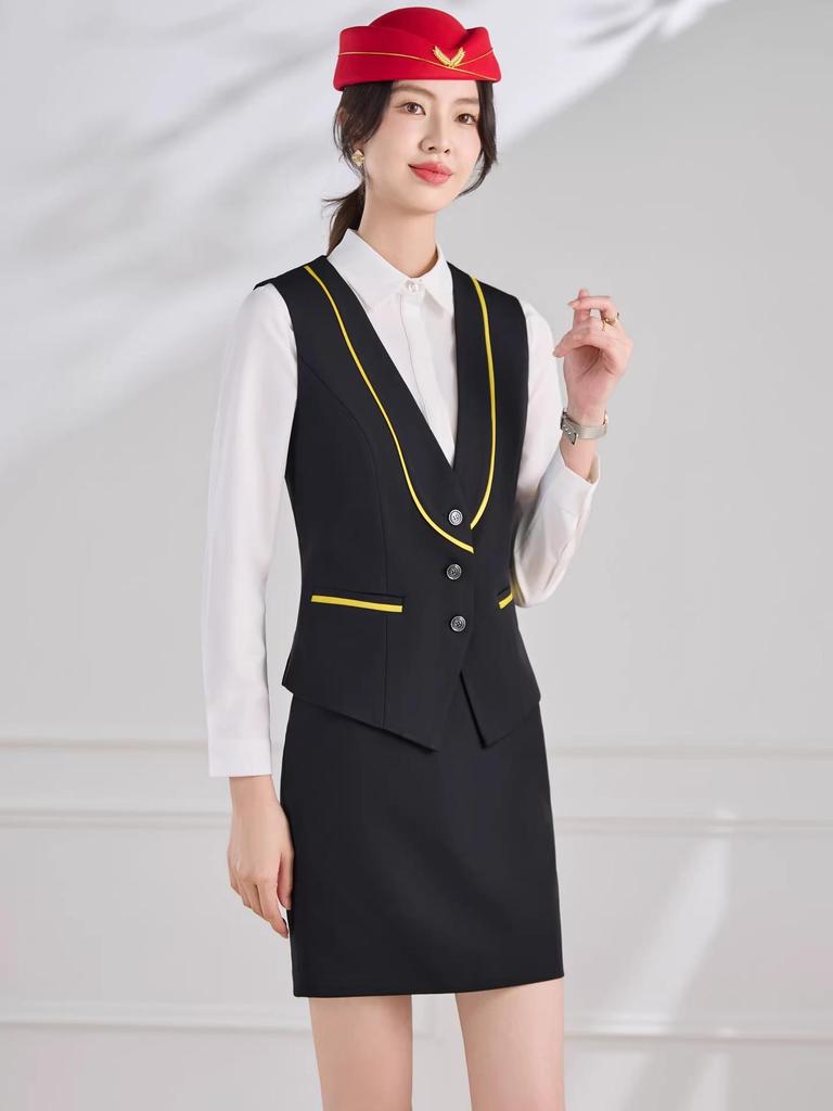 2026 Women's Professional Vest Suit - Spring/Summer New Style: Elegant Receptionist & Flight Attendant Workwear