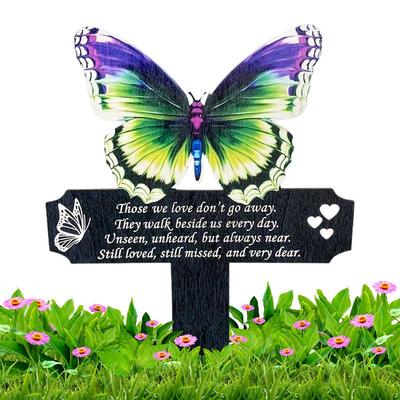 1pcs Butterfly Memorial Stakes Wooden Cemetery Memorial Plaque for Outdoors Garden Elf Butterfly Fairy Cemetery Decoration