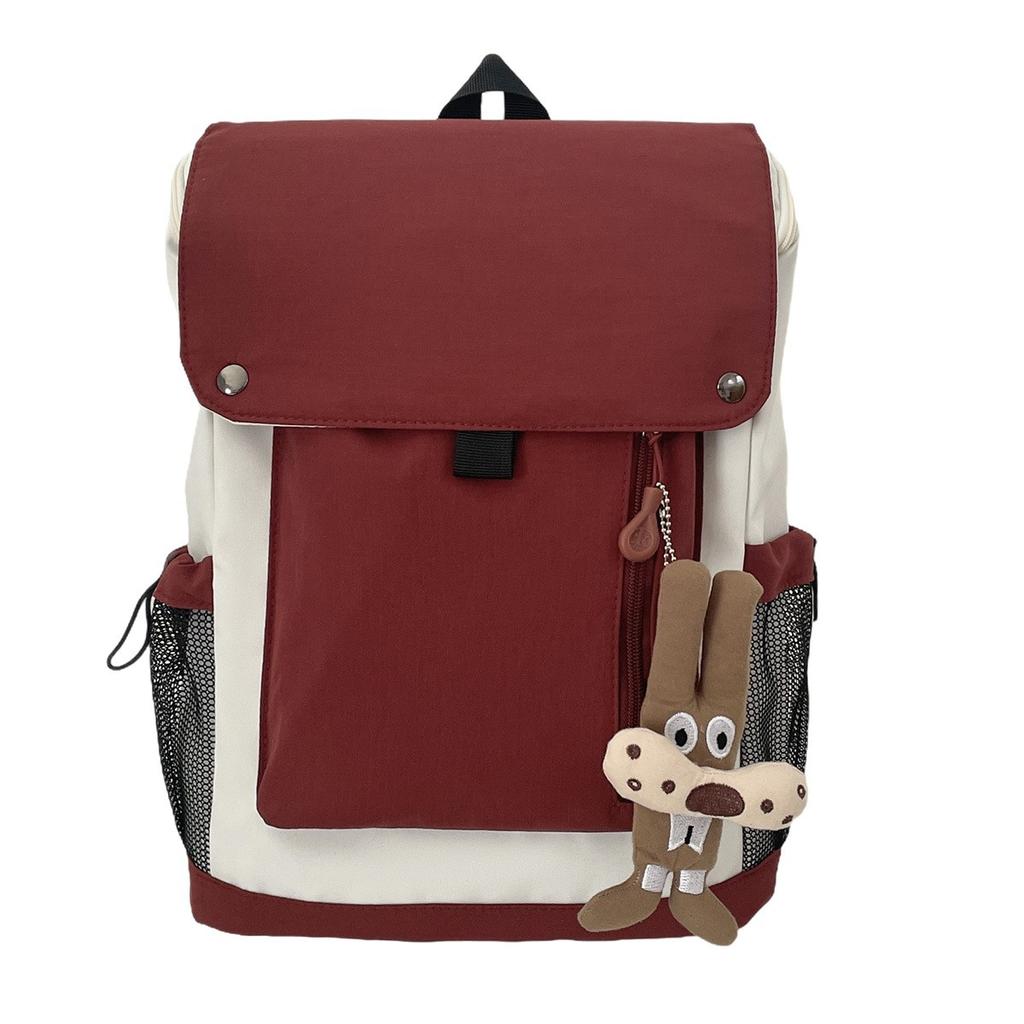Schoolbag Wholesale Casual Backpack College Student Simple Contrast Color School Bag Large Capacity Travel Bag Versatile Commuter Backpack Female