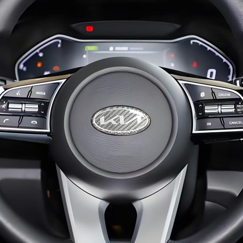 Koolstofvezel Auto Stuurwiel Embleem Sticker Badge Voor KIA K2 K3 K5 KX5 Sportage GT R Stinger Rio Optima Sorento Forte Soul