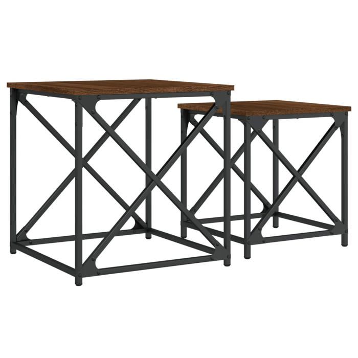 VidaXL Nesting Coffee Tables 2 Pcs Brown Oak Engineered Wood 838947