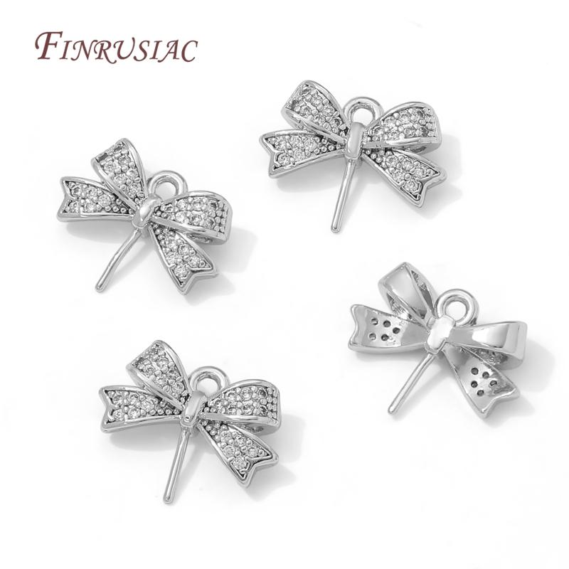 18K Gold Plated Brass Butterfly Charms with Pearl Mounting Accessories,Necklace Pendants Connectors,DIY Earrings Making Findings
