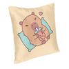 Soft Cute Capybara Chilling And Drinking Bubble Tea Throw Pillow Cover Home Decorative Square Cushion Cover 40X40Cm Pillowcover