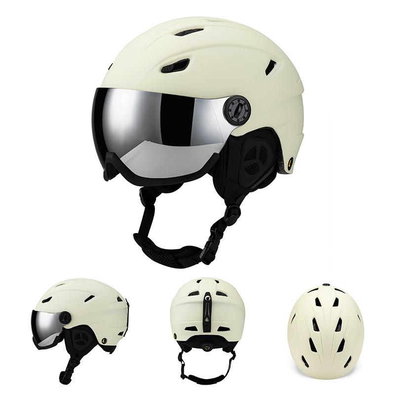 F-SH-47 Ski Helmet with Removable Liner and Ear Pads Goggles Compatible PC Material for All