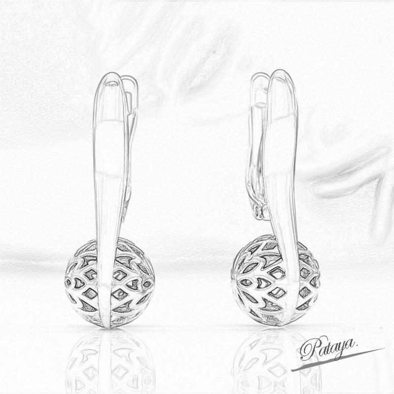 PATAYA  Hollowed-out Craftsmanship Ball-shaped Russian One-piece Earring