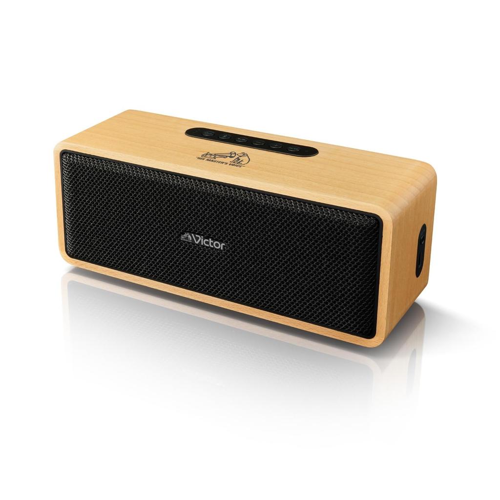 JVC Kenwood Victor Bluetooth Up to 12 Hours of Stereo Portable AUX 20W Wood Design SP-WS02BT Speaker, Compact, Playback, Pairing, Speaker, Support,