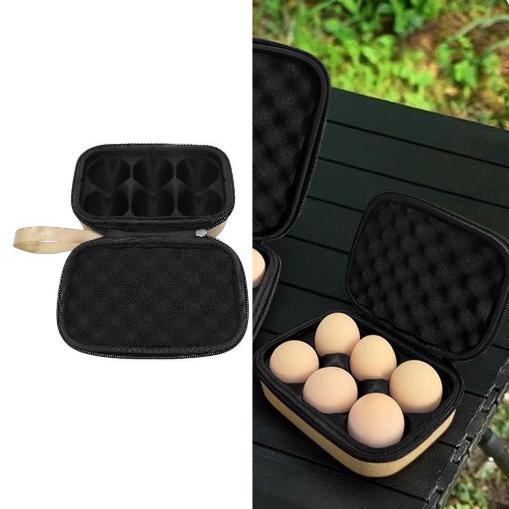 6-Fächer Outdoor-Eierbehälter EVA Stoßfester Lager-Eierträger mit Griff für Party Picknick Reise Khaki