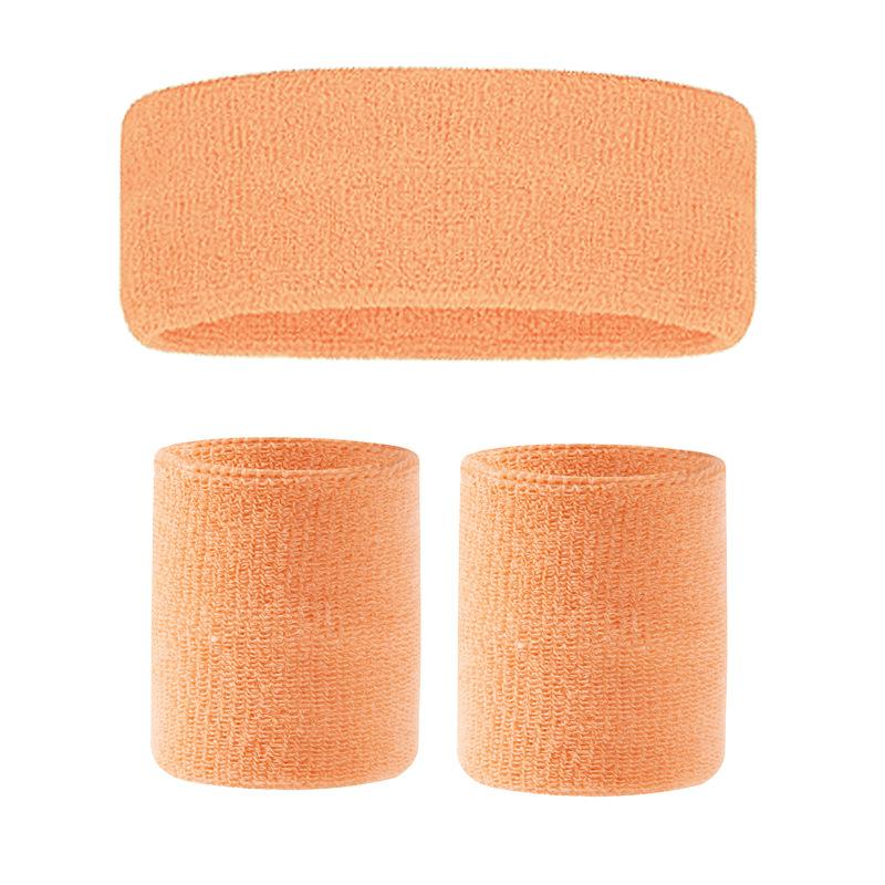 Sports Fitness Cycling Basketball Badminton Breathable High Elastic Polyester Cotton Sweat Absorbing Headband Hand Guard Wrist Headband Set