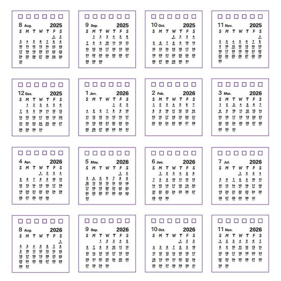 2026 Mini Desktop Calendar Cute Cartoon Desk Planner with Spiral Binding Small Planning Notebook for Office Home