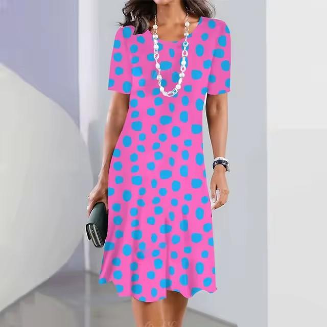 Elegant Fashion Short Sleeve T-shirt Dress Beach Vacation Midi Dresses Women 3d Print Clothing