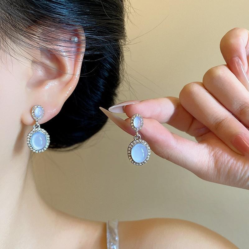 Korean Zircon Drop Earrings for Women Exquisite Metal Crystal Pearl Earrings Aesthetic Jewelry Accessories Gifts