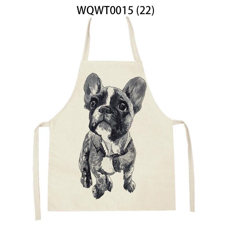 Adult Kids Kitchen Apron Funny Cartoon Dog Printed Sleeveless Linen Baking Aprons for Men Women Home Cleaning Tools Delantal