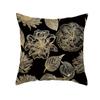 Home Furnishings Black Gold Leaf Print Cushion Cover Office Cushion Cover Waist Pillow Cover