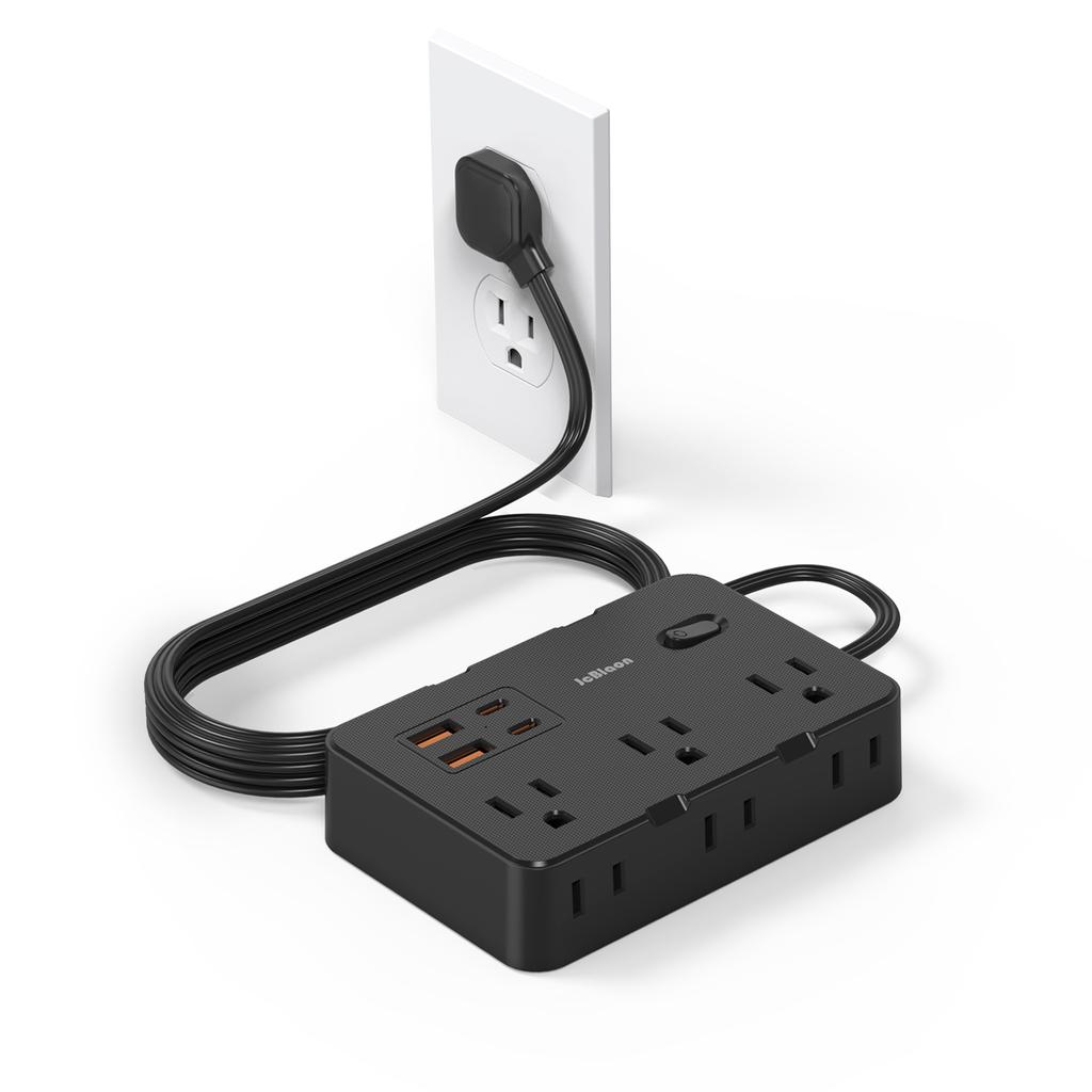 Surge Protector Ultra Thin Flat US Plug 5ft Extender Cable,Power Strip Adapter AC Type C USB Port Charge Electrical Socket Home