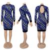 H208 European Spring/Autumn Women's Long Sleeve Irregular Print Dress