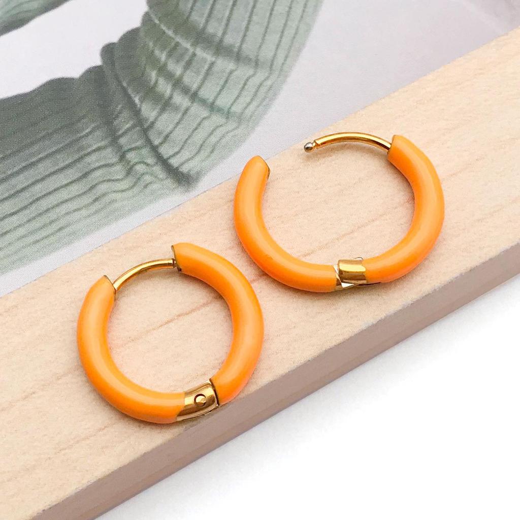 Stainless Steel Enamel Drip Earrings: U-Shaped Geometric C-Studs, Titanium Steel DIY Accessories