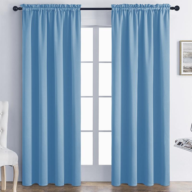 Eén paneel effen kleur Hoge precisie 70%-90% Verduisterend Lichtfilterend Gordijn Slaapkamer, Woonkamer Decoratie Huisbenodigdheden 132*114cm 390g blauw