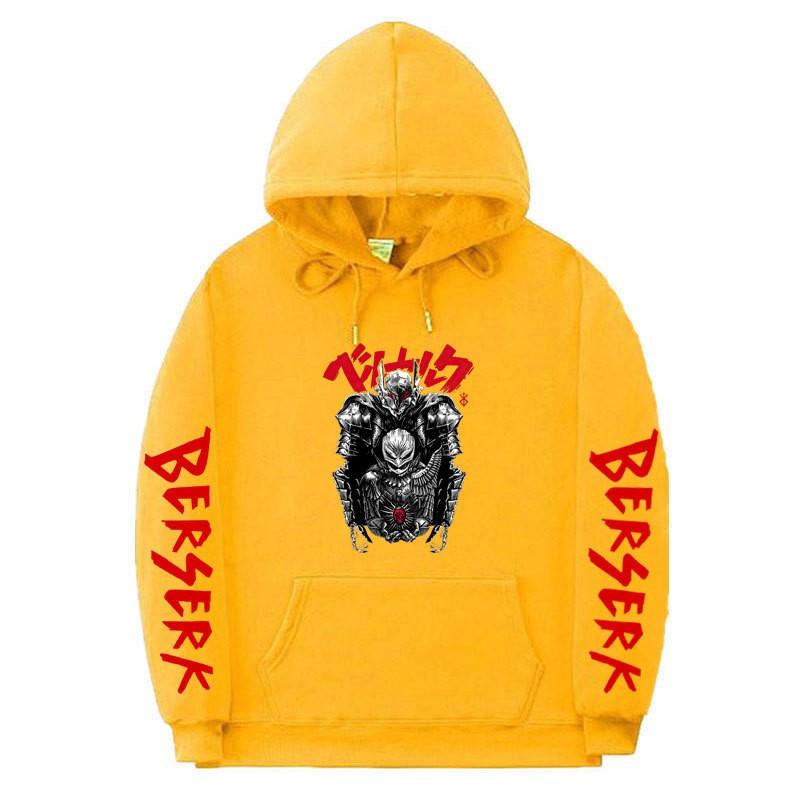 Berserk Anime Hooded Fleece Sweatshirt Men Unisex Streetwear Oversized Pullover Casual Sportswear