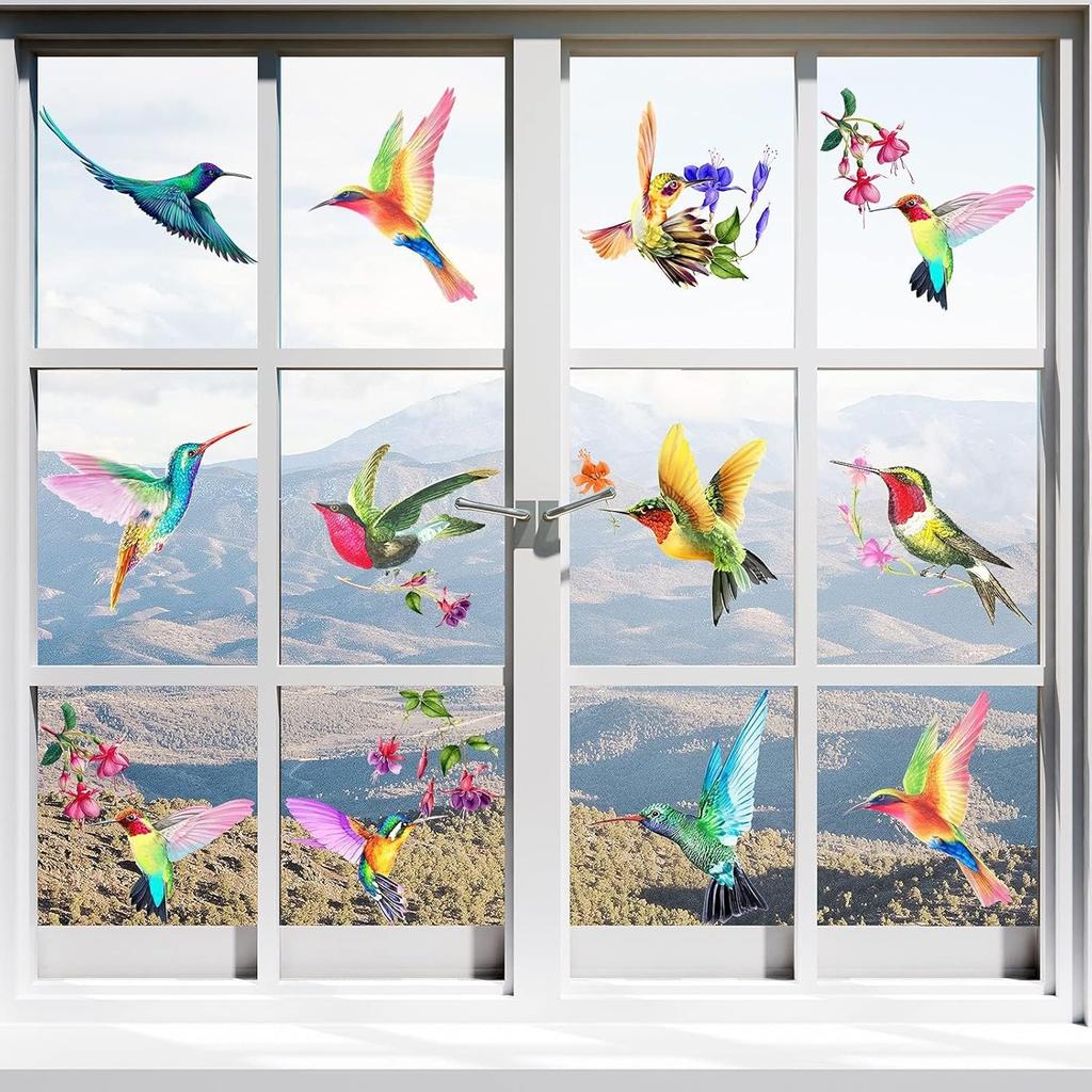 20 Pieces Large Size Hummingbird Window Hummingbird Decals for Windows Anti-Collision Window Clings Decals to Prevent Bird Strikes on Glass Non
