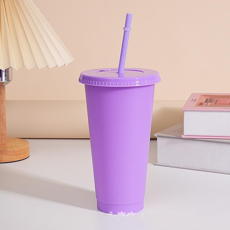 

Ассорти из однотонных многоразовых пластиковых стаканчиков объемом 710 мл и 24 унции, стаканов для холодных напитков, цветных стаканов для еды на вынос, стаканов с трубочкой и крышкой 1pcs светло-фиолетовый
