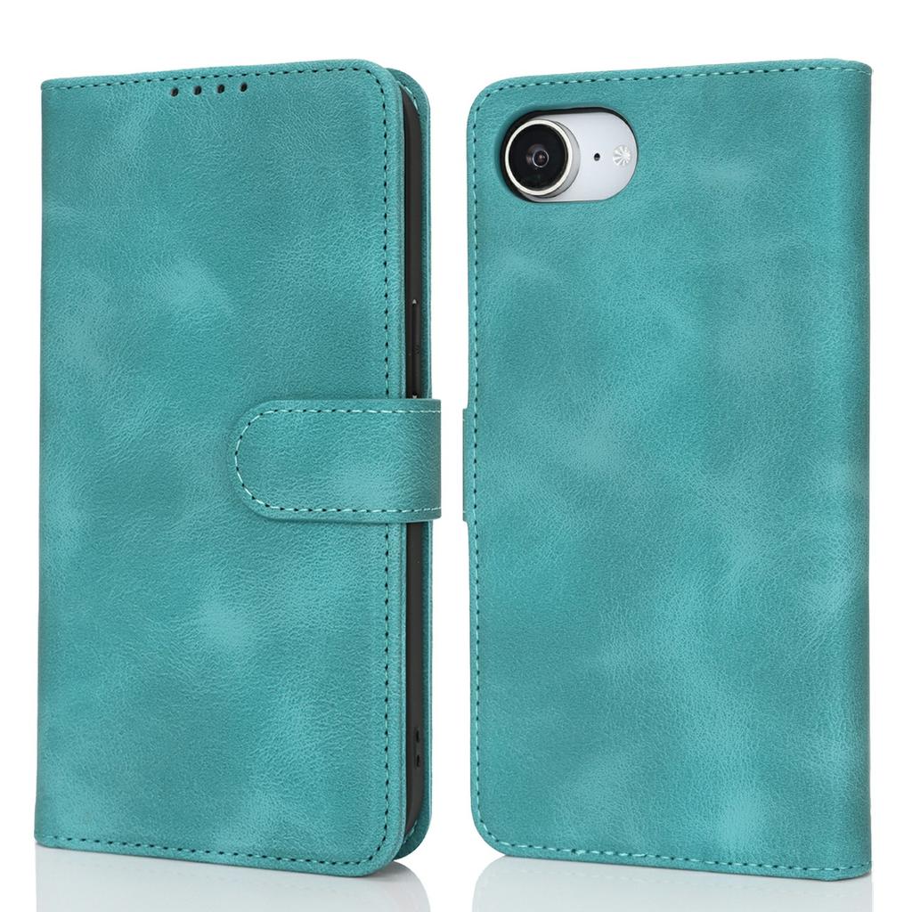 For iPhone 16e Wallet Case Double Folded Edge Skin Touch PU Leather Flip Phone Cover