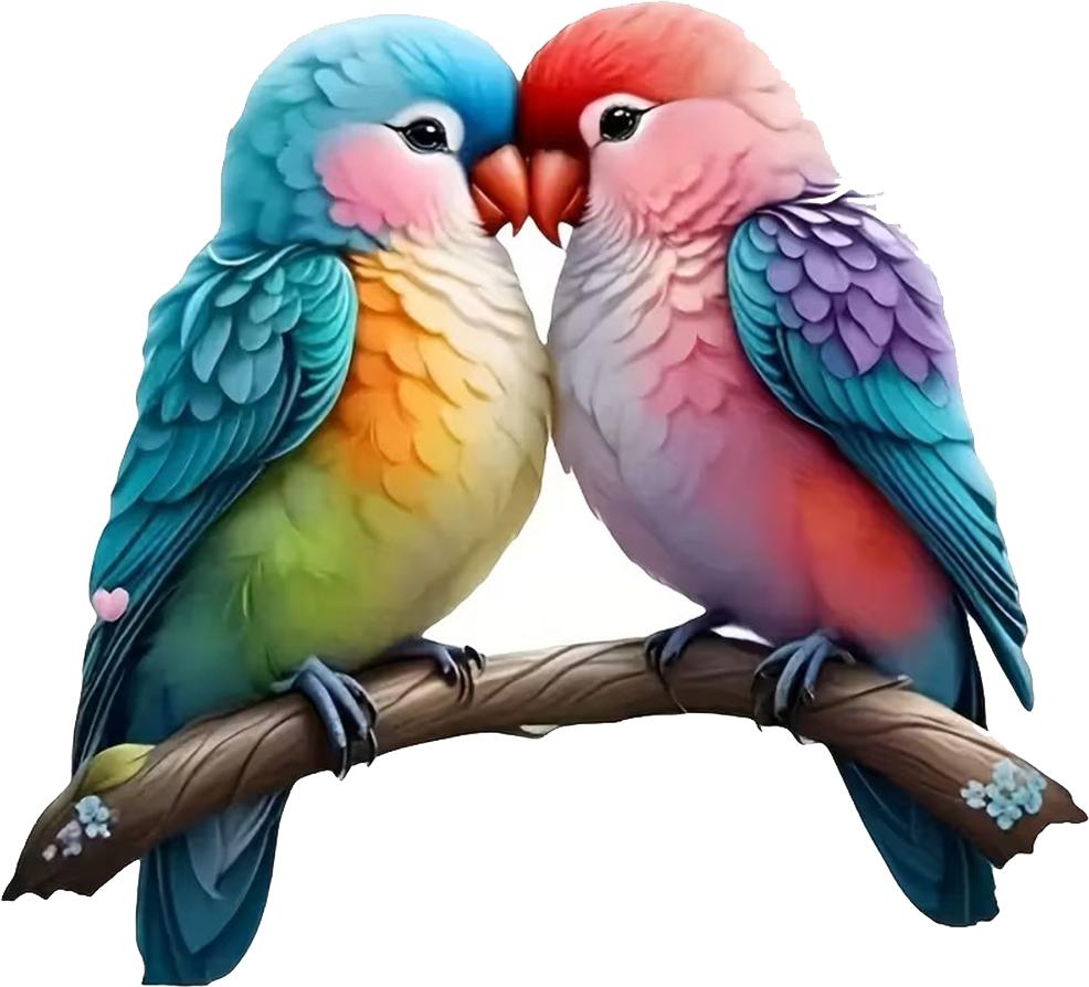 QT2026#15cm Cute Love Birds Self-Adhesive Vinyl Decal, Used for Car Windows, Bumper, Laptops, Waterproof Exterior Car Accessories