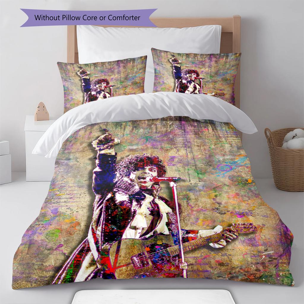 Art of Singer Pattern Bedding Quilt Set Quilt Cover Pillowcase Home Decoration Gift (1 * Duvet Cover + 2 * Pillowcase, Without Core)