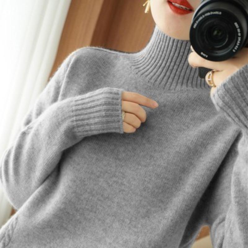 Turtleneck Sweater Women's New Autumn and Winter Thickened Loose and Versatile Soft Waxy Warm and Thin Early Autumn Knitted Bottoming Shirt
