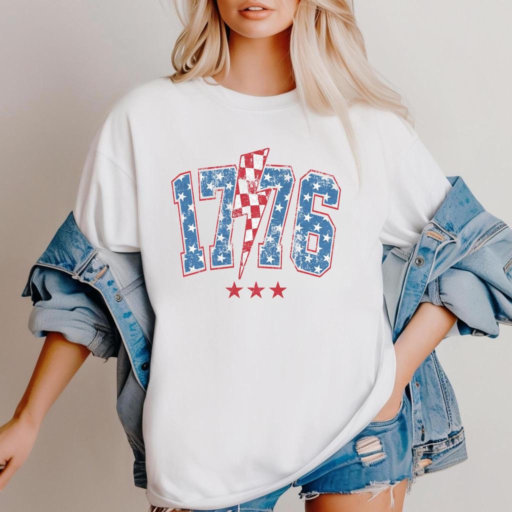 American Flag 1776 Tee Retro America USA Map Oversize Women T Shirts God Say You Are Tees
