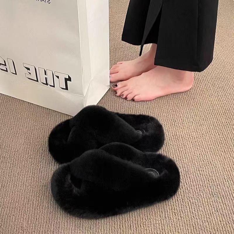 Толстая подошва высококачественных пушистых тапочек для женщин верхняя одежда зима — фото 5