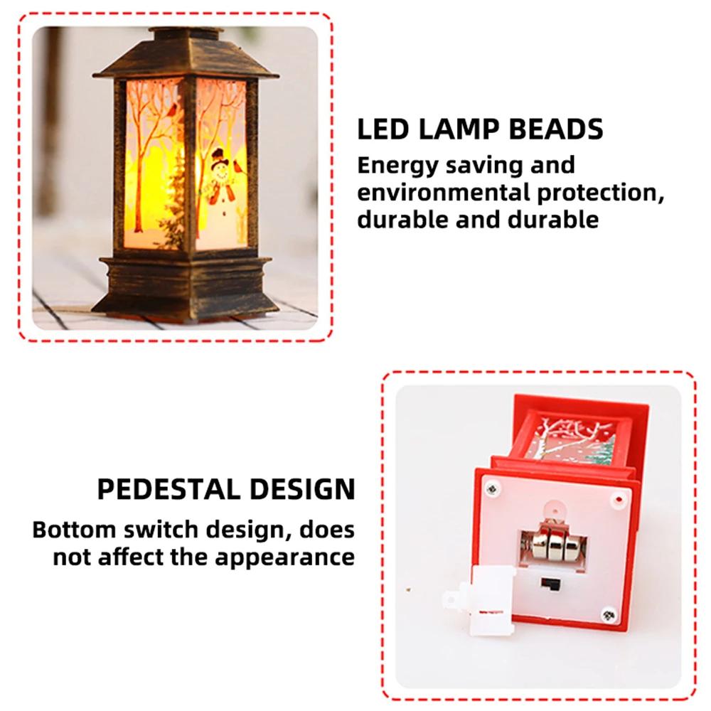 Christmas Portable Oil Lamp Santa Claus LED Night Lights Battery Powered Indoor Outdoor Hanging Lanterns Festive Party Decoratio