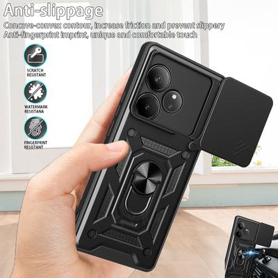 For Realme GT Neo6 SE Case Slide Camera Protector Armor Phone Case Realmi GT Neo 6 6 SE Neo6SE GT 6 6T Holder Ring Back Funda