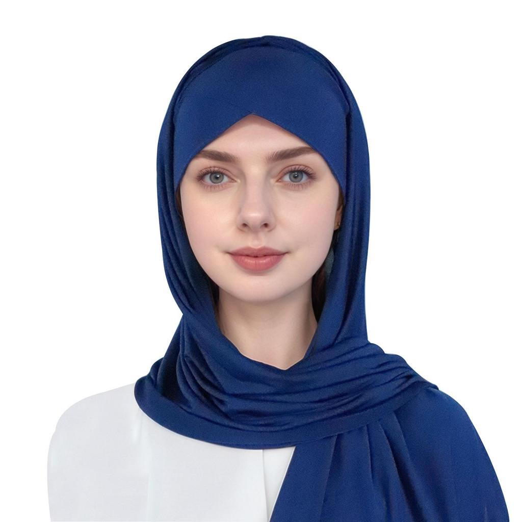 Muslim Fashion Solid Color Criss-Cross Head Wrap with Integrated Sandproof Scarf