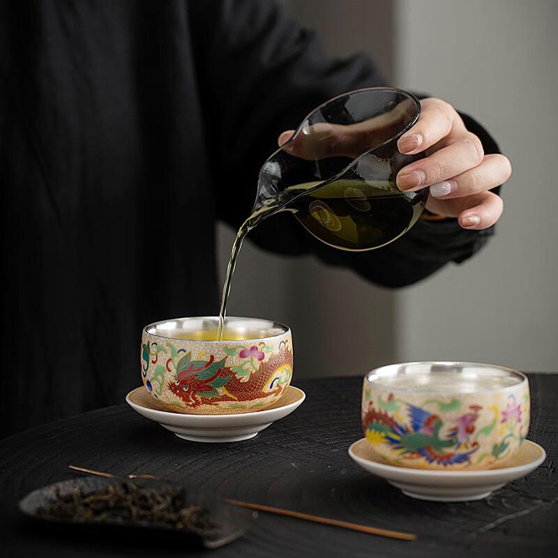 Chaxun Silver Teacup with Gold Wire Inlay