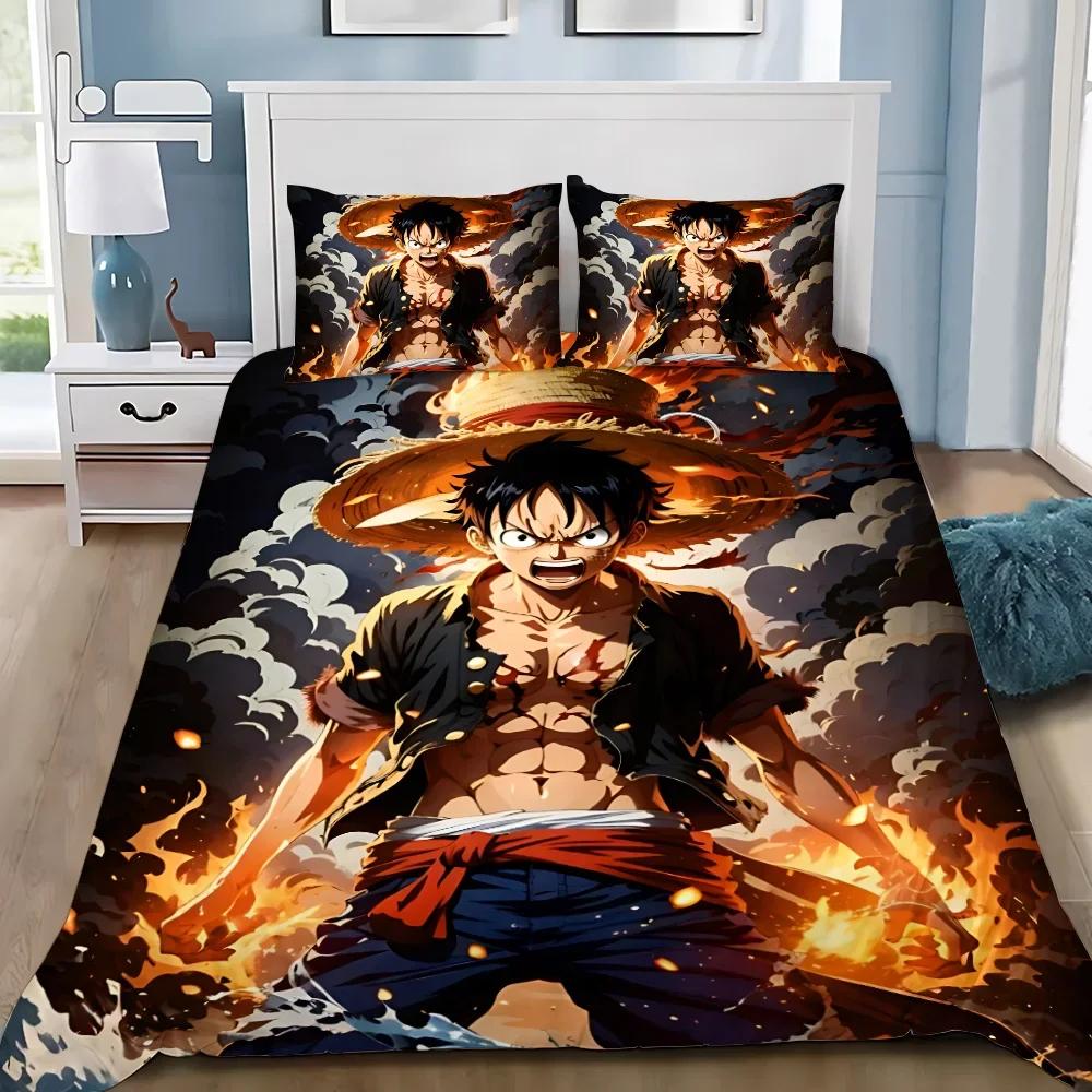 Anime Duvet Cover Pillowcase O-Ones Pieces Bedding Set Luffys Adult Boy Girl Bedroom Decoration Children Gift Single Double Size