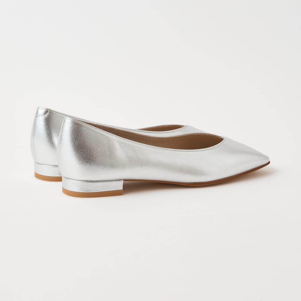 Low Heel Flat Made In 134035100010 [Diana] Shoes, Japan, Silver, 23.0cm,