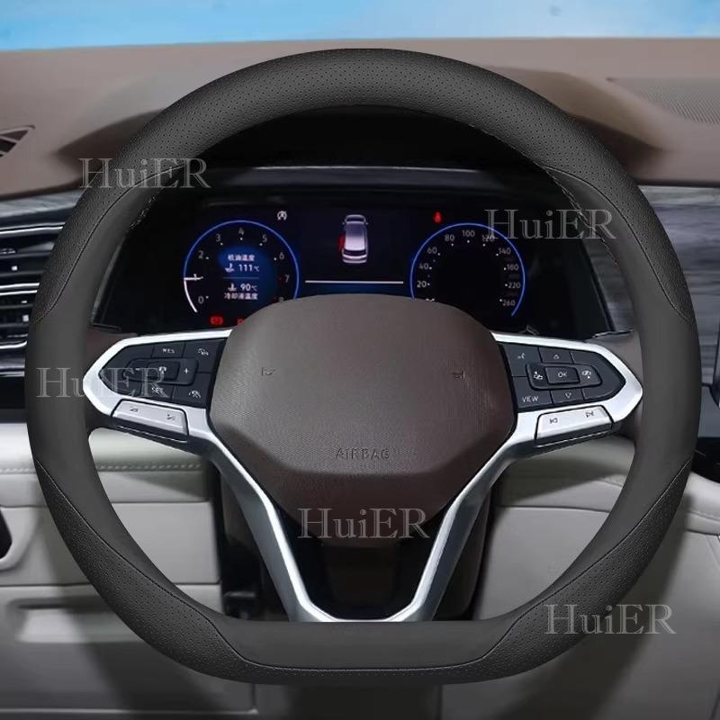 New For VW Volkswagen Nivus D Type Flat Bottom Steering Wheel Cover Breathable Anti-Sweat Auto Decoration Interior Accessories
