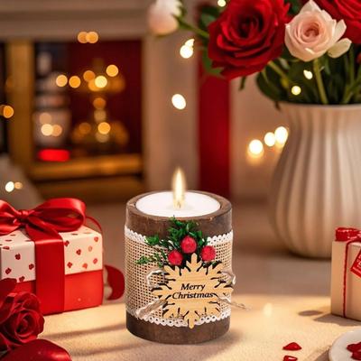 Yousheng Christmas Candle Holder Wooden Merry Christmas Tealight Candle Holder Festive Decoration Xmas Tealight Holder for Holiday Gift New Year Party