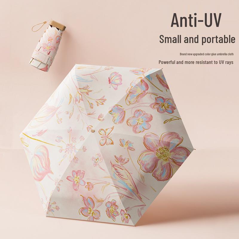 Women's Mini Anti-UV Sunshade Umbrella - Portable, Dual-Use for Sunny & Rainy Days