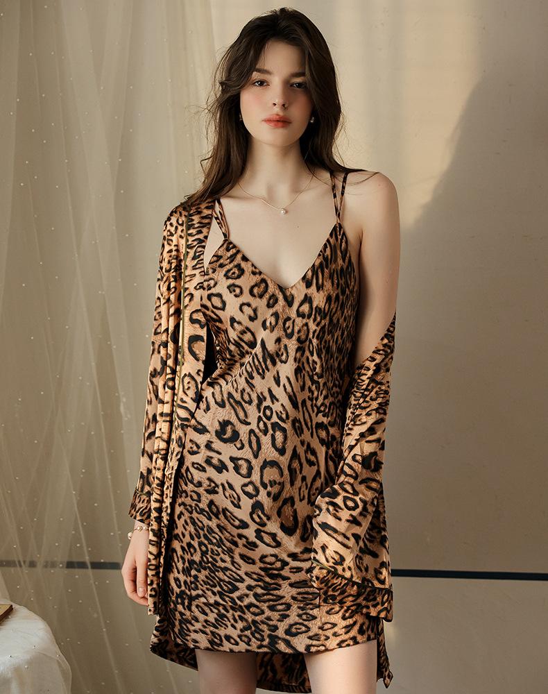 Camiciola con spalline donna estate stampa leopardo camicia da notte francese premium pigiama sexy donna nuovo estate seta ghiaccio
