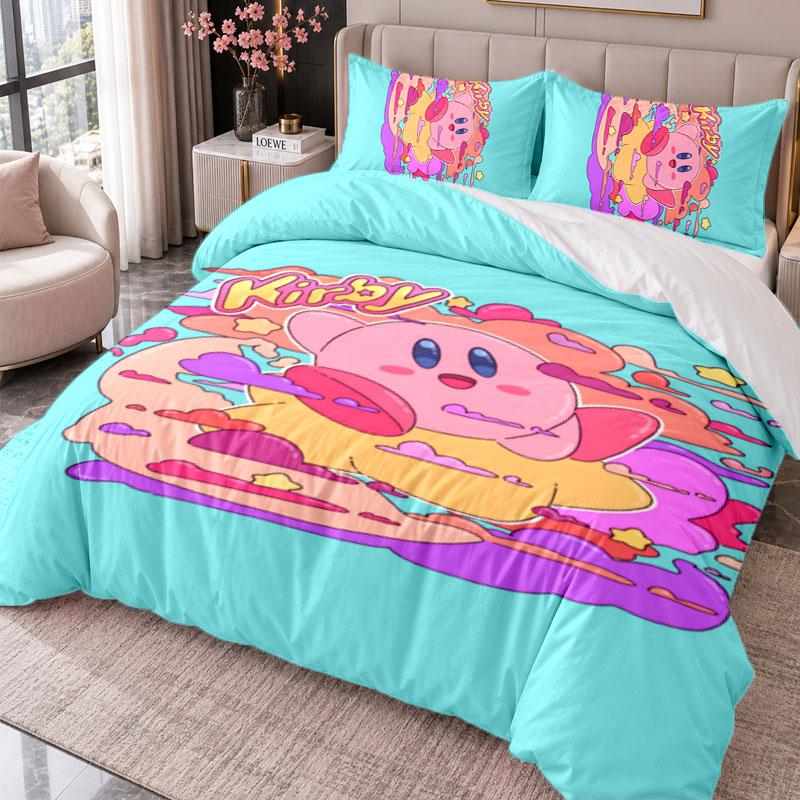 Kirby 3Pcs Bedding Set Duvet Cover With Two Pillowcases For Bedroom Home Decoration