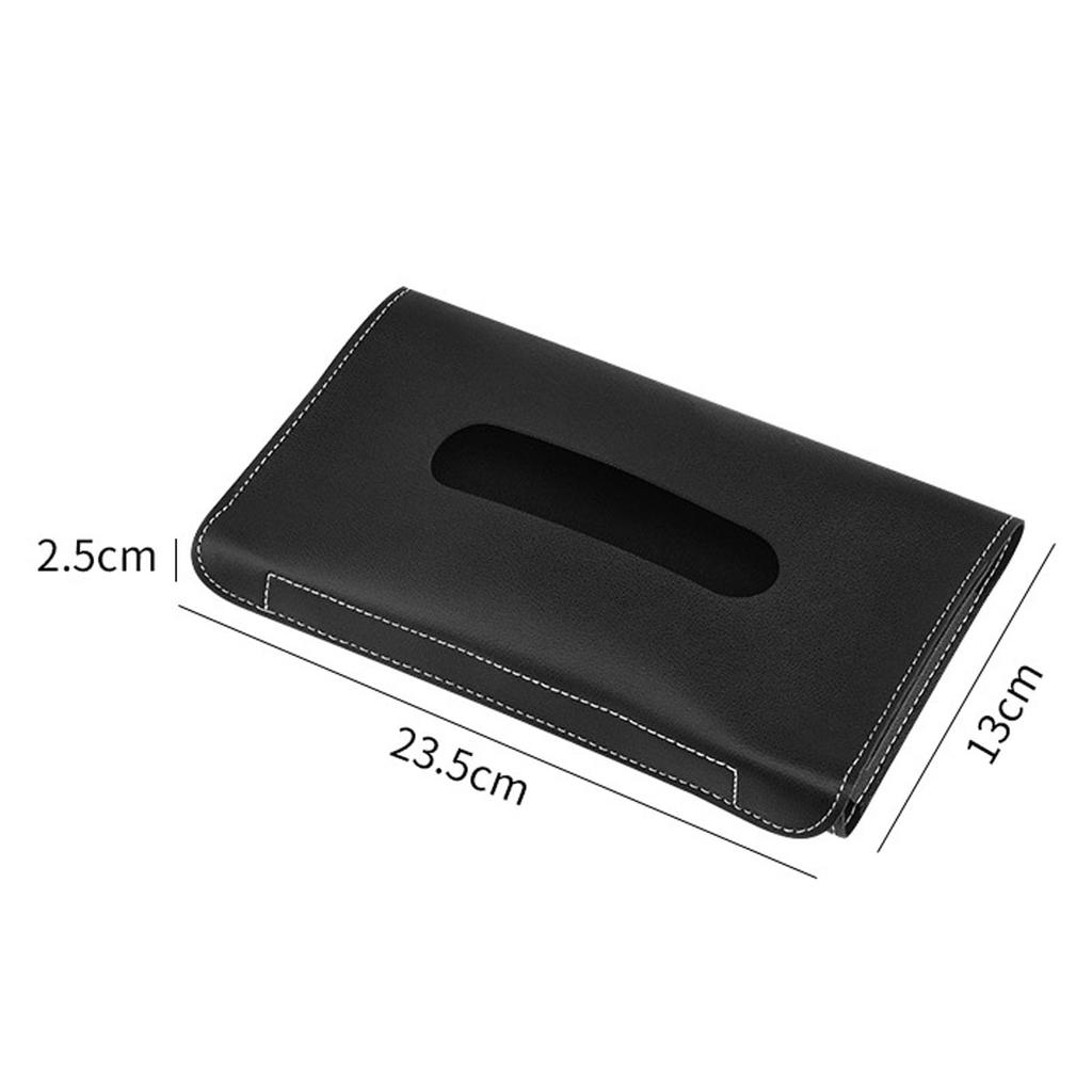Car Tissue Case, Leather Look, Black, Simple Style, Wear Resistant,