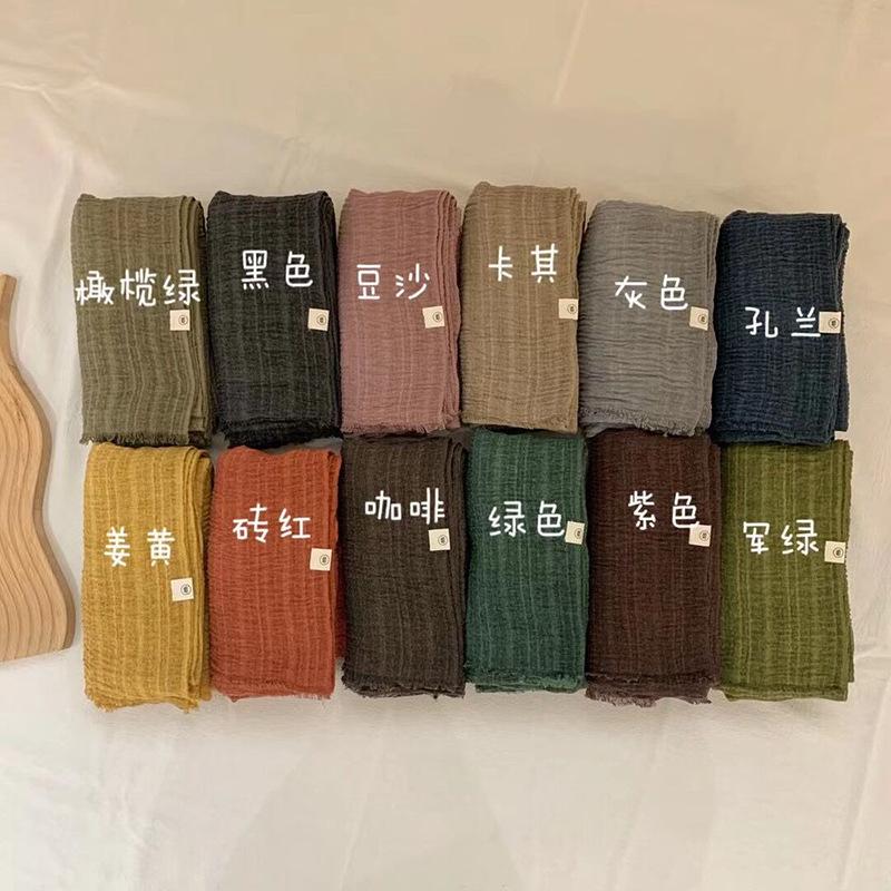 Autumn and Winter Cotton and Linen Women's Scarves Solid Color Shawls Travel Sun Protection Scarves