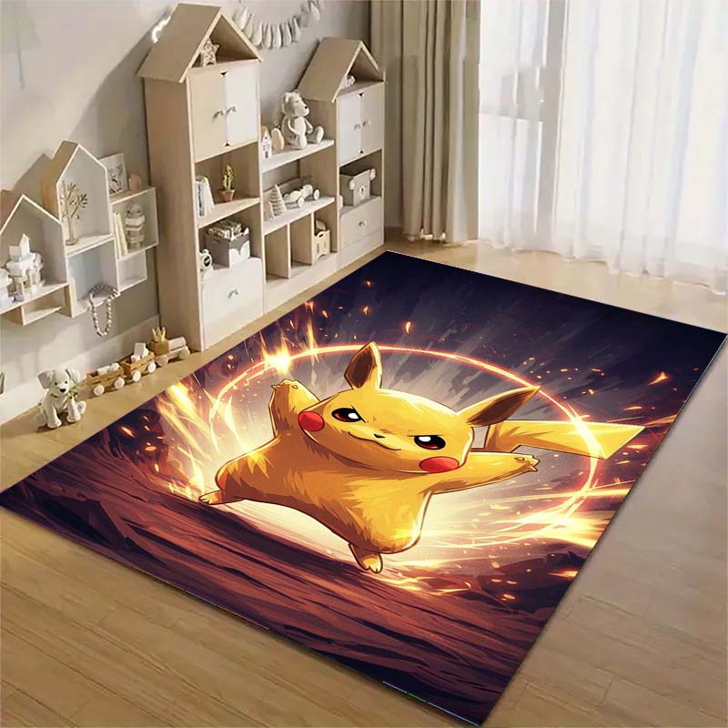 Pokémon Pikachu Print Non-Slip Home Decor Rug, Cute Cartoon Welcome Mat, Perfect Gift for Family and Friends.