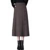 Women's Frog Button Knit Midi Skirt - High Waist, Slimming A-Line for Autumn/Winter 2025