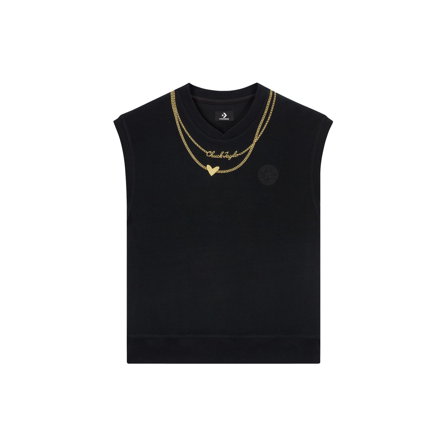 

Converse Limited Edition Вязаный жилет с подвеской в ​​виде сердца с алфавитом и вышивкой, топы унисекс, черный 10025499-A01